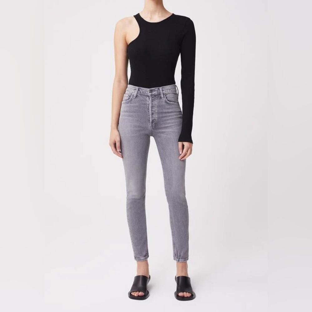 AGOLDE High-Rise Gray Skinny Jeans